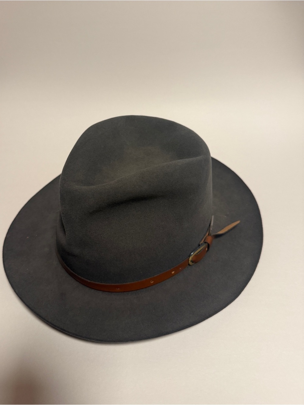 Vintage Stetson "The Stetsonian" 5X Felt Dress Hat — Olive, Leather Buckle Band,